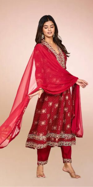 Red & Gold Anarkali – A Festive Must-Have!