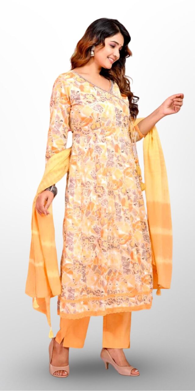 Yellow Amber Printed Salwar Suit – Radiant Elegance