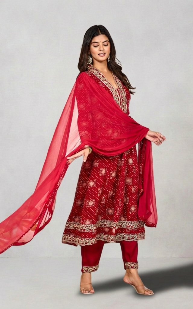 Red & Gold Anarkali – A Festive Must-Have!