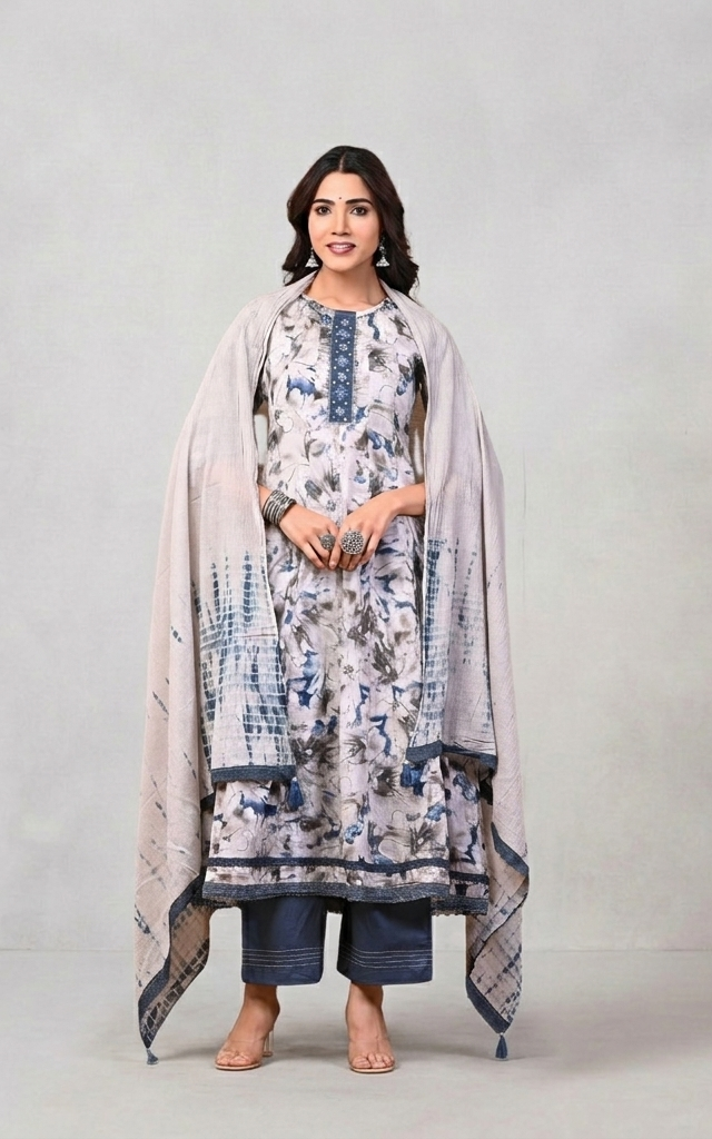 Graceful Grey Cotton Suit – Elegant & Comfortable!